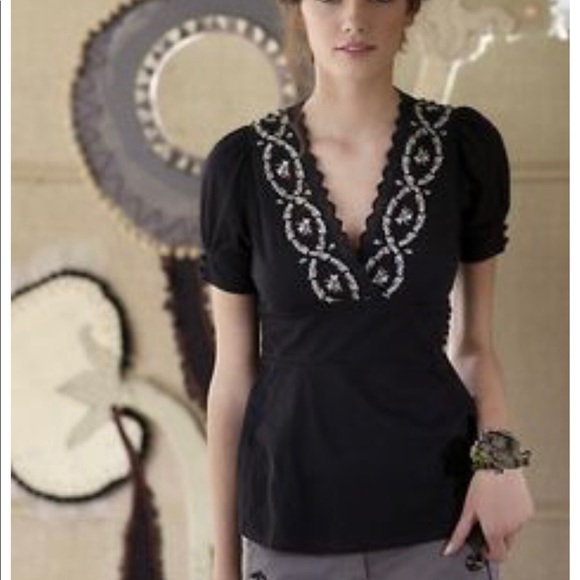 Anthropologie Ric Rac Castle Hill navy blouse - Picture 2 of 8